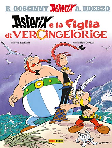 Asterix comic book cover featuring Asterix, Obelix, and a young girl.