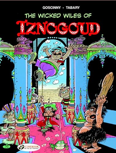 Cartoon cover of "Iznogoud" showing a man suspended by a rope, colorful background.