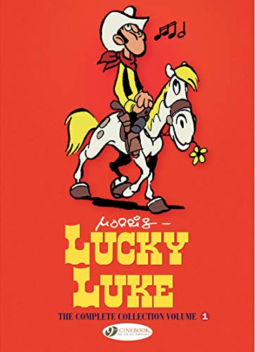 Lucky Luke comic book cover featuring a cowboy on a white horse.
