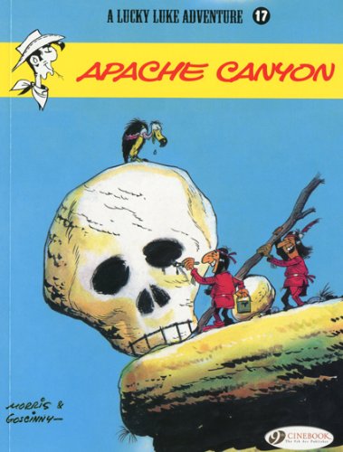 Lucky Luke comic cover: a large skull, cowboys, and a vulture.