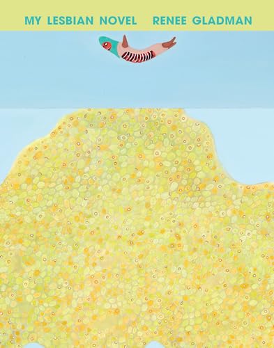 Book cover with light blue sky, a small abstract creature, and yellow textured ground.