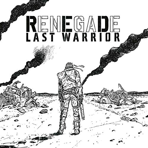 Black and white illustration of a lone figure in a desolate, ruined landscape.