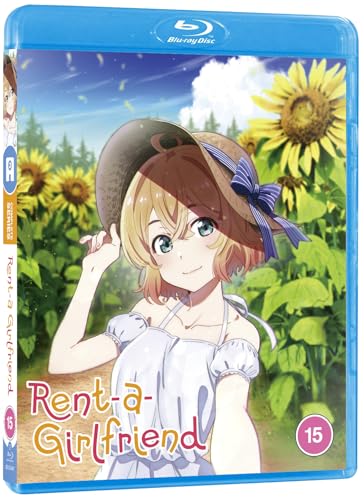 Blu-ray cover for "Rent-a-Girlfriend" featuring an anime girl in a sunflower field.