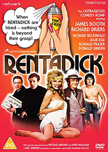 DVD cover for "Rentadick" featuring actors and cartoon imagery.