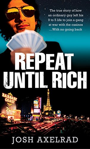 Book cover: “Repeat Until Rich” with a man, cards, and Las Vegas skyline.