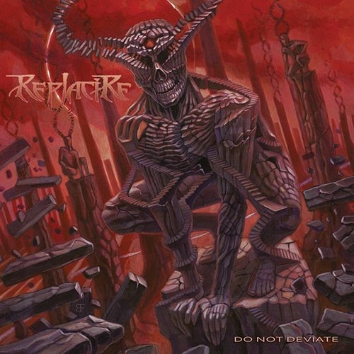 CD cover: skeletal, horned figure amidst red and gray ruins.
