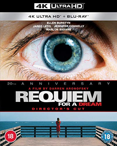 Requiem For A Dream" Blu-ray cover featuring a close-up of a distressed eye.