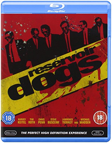 Reservoir Dogs" Blu-ray cover with silhouetted figures and red and yellow text.