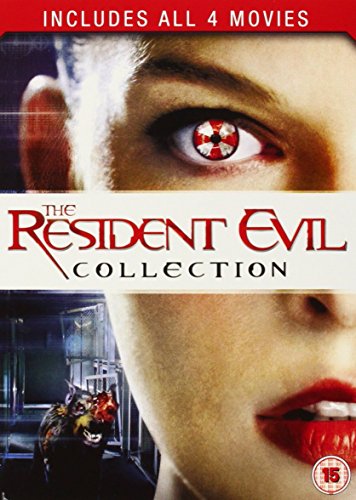 DVD box set cover featuring Milla Jovovich with a red Umbrella Corporation eye.