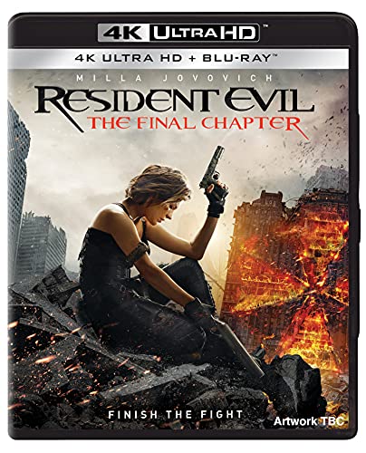 “Resident Evil: The Final Chapter” Blu-ray cover with Milla Jovovich holding a gun.