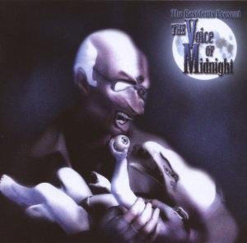 CD cover: distorted face with a prosthetic nose and a full moon.