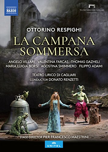 "Opera DVD cover featuring a scene with a bell and three costumed performers."