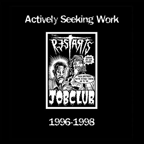 Black vinyl record cover with cartoon illustration of shocked figures.