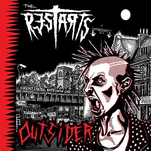 Punk album cover for "Outsider" by The Restarts, featuring a screaming face.