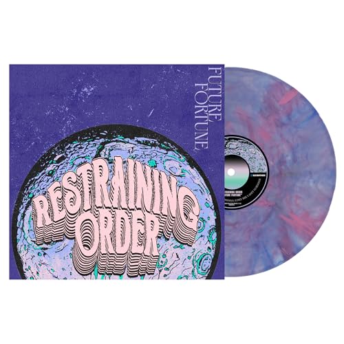 Purple vinyl record with abstract cover art and bold pink text.