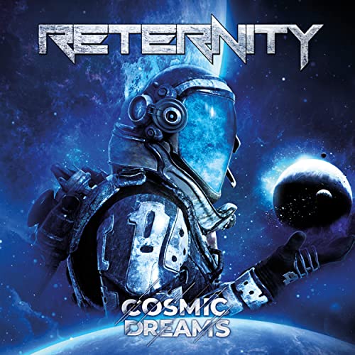 CD cover: astronaut holding a planet in a cosmic, blue scene.