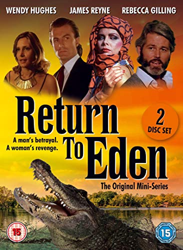 "Cover art for 'Return To Eden' DVD with crocodile and main actors' images."