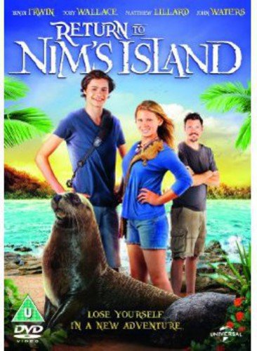 Return to Nim's Island" DVD cover featuring three people and a sea lion.