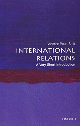 Book cover for International Relations: A Very Short Introduction with purple abstract background.
