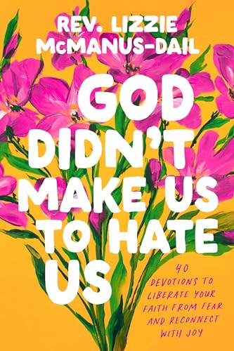 Book cover with white text over a painting of pink flowers on yellow background.