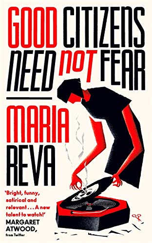 Book cover showing a person in black playing a record on a red turntable.
