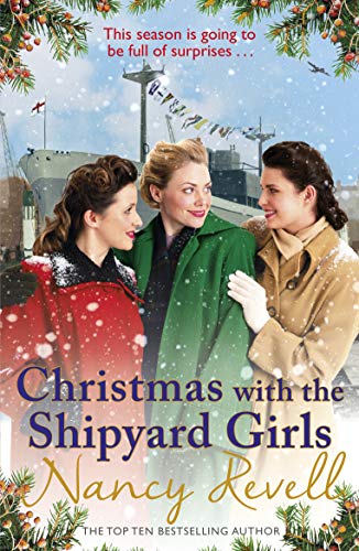 Book cover featuring three women in winter coats with a shipyard backdrop.