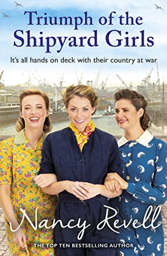 Book cover featuring three smiling women in vintage dresses, shipyard background.