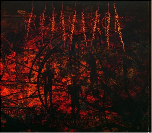 Dark, abstract album cover with fiery orange and black textures.
