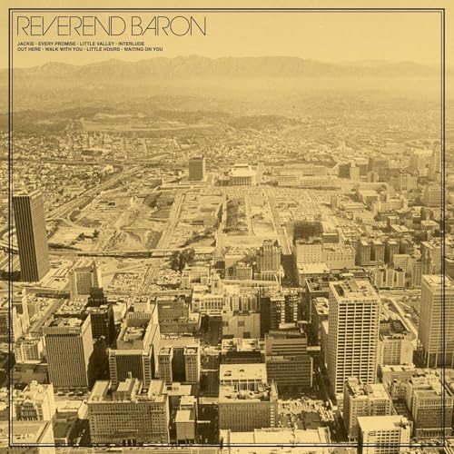Sepia-toned aerial view of a city skyline with the album title and tracklist overlay.