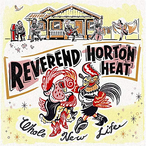 Vinyl album cover featuring anthropomorphic rooster characters and a house illustration.