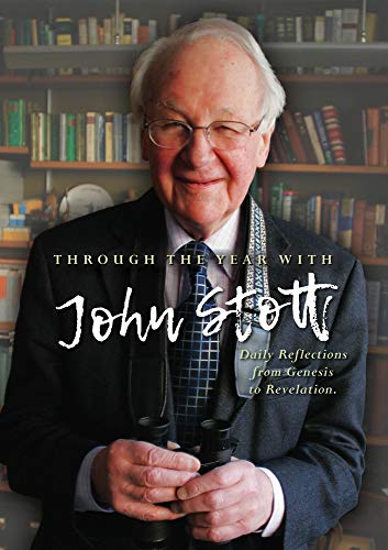 Book cover featuring a portrait of John Stott with bookshelves in background.