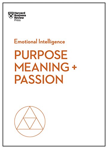 Book cover with orange text: "Purpose, Meaning + Passion" and a triangular symbol.