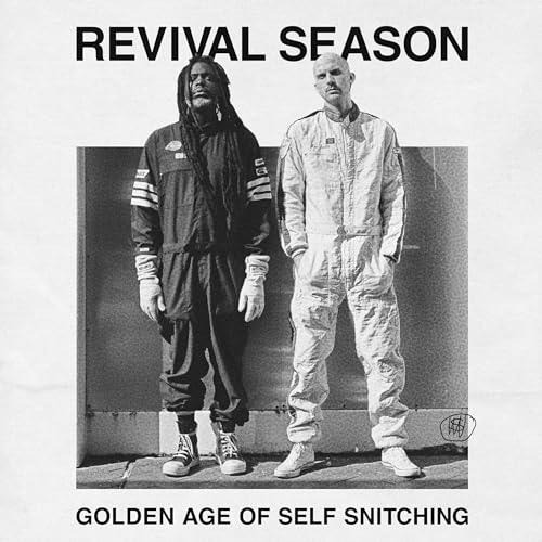 Album cover featuring two men in jumpsuits, black and white aesthetic.
