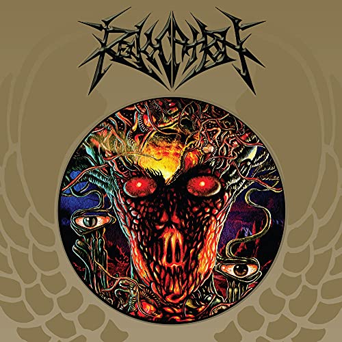 Album cover featuring the Revocation logo above a circular illustration of a demonic face.