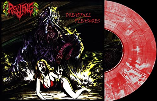 Revolting album cover with a screaming woman and a red vinyl record.