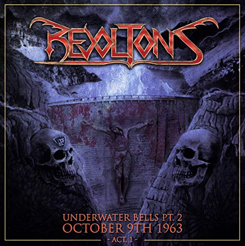 CD cover: dark fantasy scene with skulls, a figure, and band name "Revoltons".