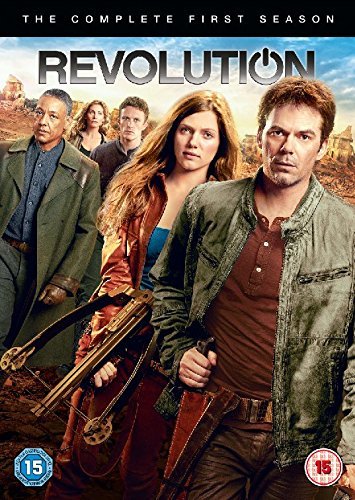 Blu-ray cover for Revolution Season 1 featuring the main cast in a post-apocalyptic landscape.