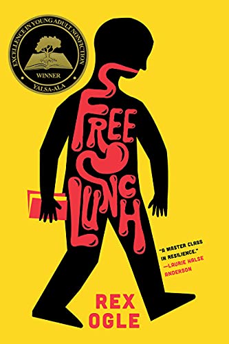 Yellow book cover with silhouette of a walking boy and red text "Free Lunch".