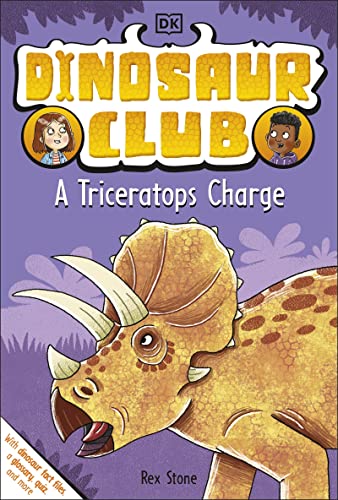Book cover featuring a triceratops and two children in a circle.