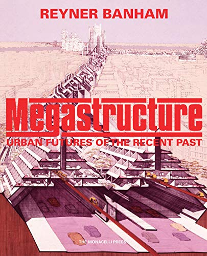 Book cover featuring a red and white architectural drawing of a futuristic megacity.