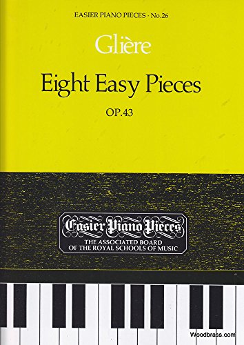 Yellow sheet music cover for "Eight Easy Pieces" by Glière, with piano keys.