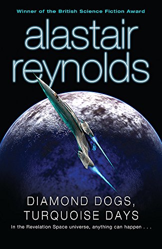 Book cover: spaceship flying over a blue and white planet.