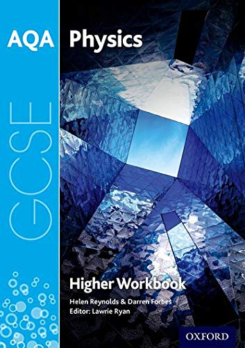 Blue AQA GCSE Physics Higher Workbook cover with crystalline image.