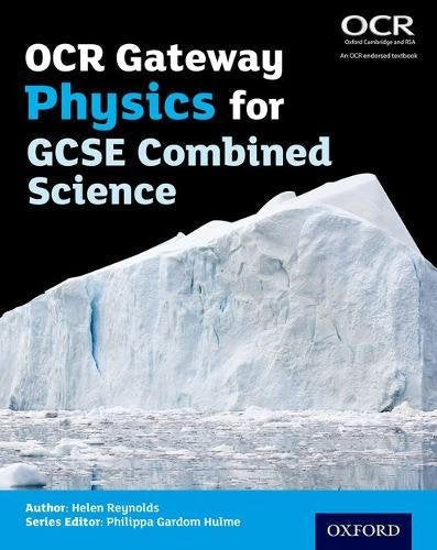 Textbook cover with “Physics for GCSE Combined Science” and a mountain.
