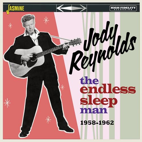 Jody Reynolds album cover, black and white portrait with guitar, 1958-1962.