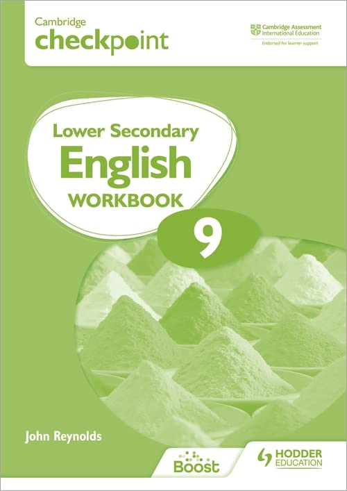 Cambridge Checkpoint Lower Secondary English Workbook 9 cover with green and white design.