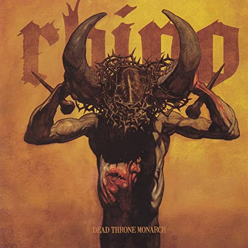 Dark album cover featuring a horned, crowned figure with a wounded torso.