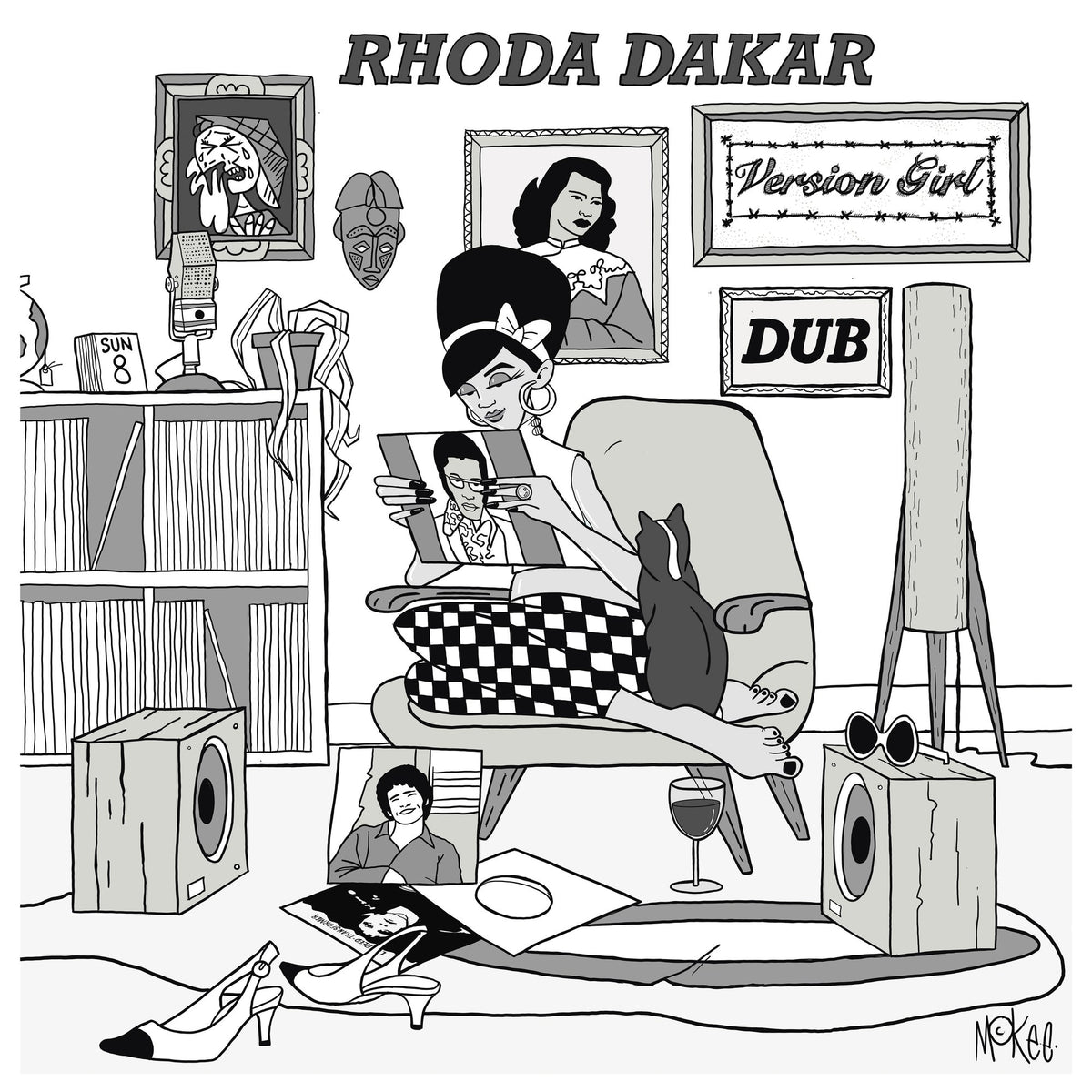 Black and white album cover for Rhoda Dakar’s “Version Girl In Dub” CD.