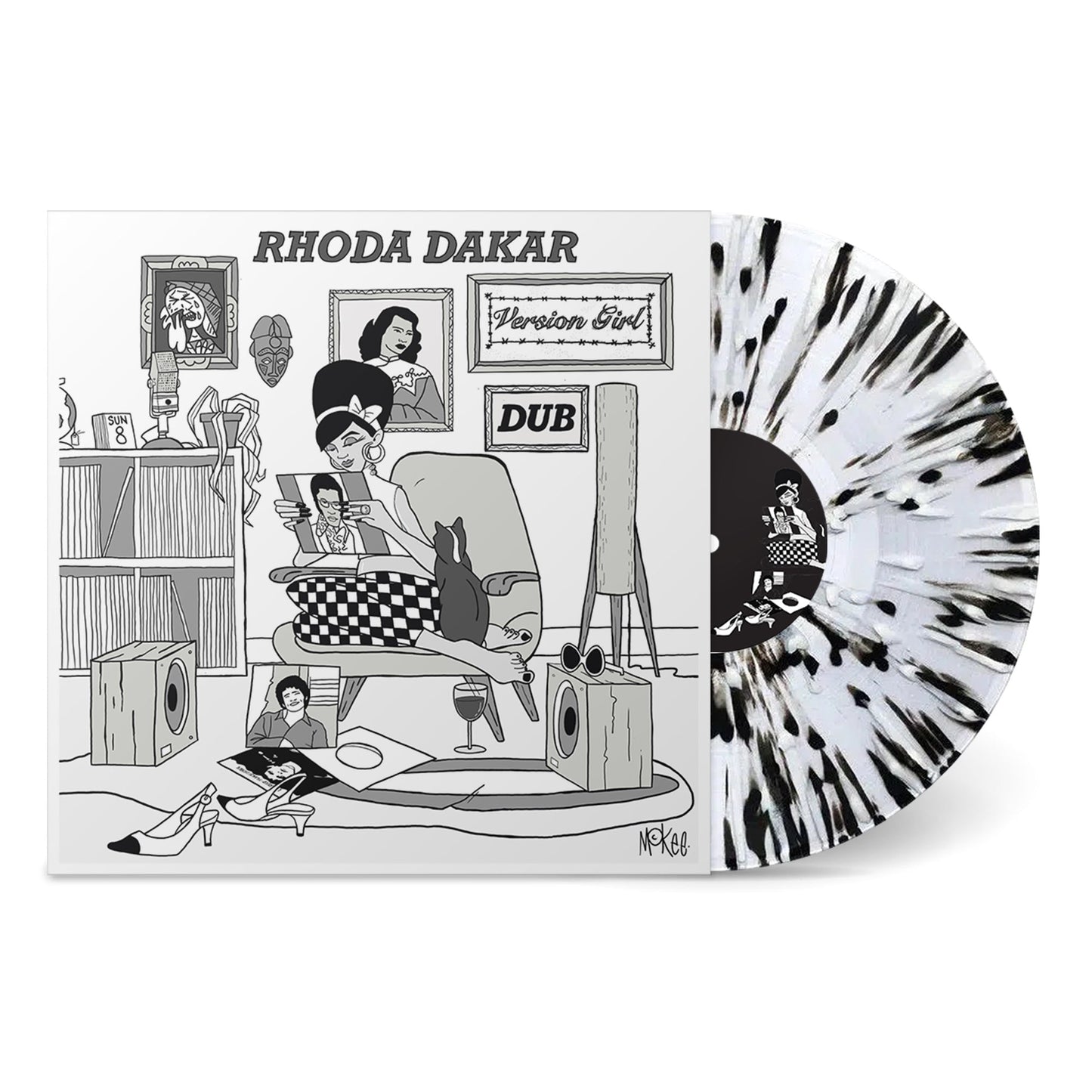 Vinyl record of Rhoda Dakar’s “Version Girl In Dub” with illustrated cover.