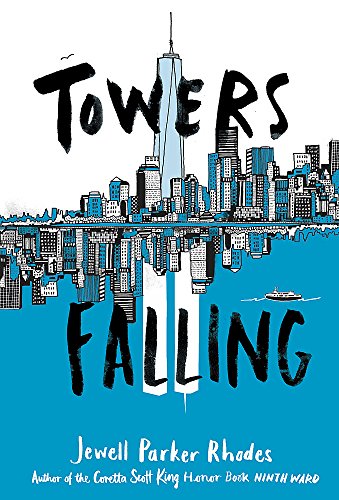 Book cover: illustrated cityscape with falling towers and bold text.